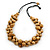 Light Brown Cluster Wood Bead Black Cotton Cord Necklace - 70cm L - view 2