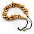 Light Brown Cluster Wood Bead Black Cotton Cord Necklace - 70cm L - view 5