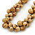 Light Brown Cluster Wood Bead Black Cotton Cord Necklace - 70cm L - view 6