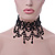 Statement Victorian/ Gothic/ Burlesque Black Acrylic, Glass Bead Choker Necklace - 27cm Length/ 7cm Extension - view 4