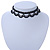 Chic Victorian/ Gothic/ Burlesque Black Bead Choker Necklace - 32cm Length/ 8cm Extension - view 2