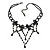 Chic Victorian/ Gothic/ Burlesque Black Bead Choker Necklace - 31cm Length/ 8cm Extension - view 2