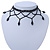 Chic Victorian/ Gothic/ Burlesque Black Bead Choker Necklace - 32cm Length/ 7cm Extension