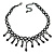 Fancy Dress Party Black Acrylic, Glass Bead Choker Necklace - 32cm L/ 7cm Ext - view 3