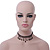 Fancy Dress Party Black Acrylic, Glass Bead Choker Necklace - 32cm L/ 7cm Ext - view 8
