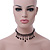 Fancy Dress Party Black Acrylic, Glass Bead Choker Necklace - 32cm L/ 7cm Ext - view 9
