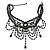 Statement Victorian/ Gothic/ Burlesque Black Acrylic, Glass Bead Choker Necklace - 26cm L/ 8cm Ext