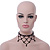 Fancy Dress Party Black Acrylic, Glass Bead Bib Choker Necklace - 28cm L/ 7cm Ext - view 7