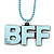 Pale Blue Crystal, Acrylic 'BFF' Pendant With Beaded Chain - 44cm L