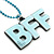 Pale Blue Crystal, Acrylic 'BFF' Pendant With Beaded Chain - 44cm L - view 2