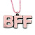 Light Pink Crystal, Acrylic 'BFF' Pendant With Beaded Chain - 44cm L