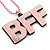 Light Pink Crystal, Acrylic 'BFF' Pendant With Beaded Chain - 44cm L - view 2