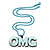 Light Blue Crystal, Acrylic 'OMG' Pendant With Beaded Chain - 44cm L - view 4