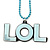 Pale Blue Crystal, Acrylic 'LOL' Pendant With Beaded Chain - 44cm L