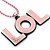 Light Pink Crystal, Acrylic 'LOL' Pendant With Beaded Chain - 44cm L - view 2