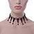 Fancy Dress Party Black Acrylic, Glass Bead Choker Necklace - 30cm L/ 7cm Ext - view 2