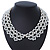 White Imitation Pearl Bead Collar Necklace In Silver Tone - 38cm L/ 4cm Ext