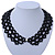Black Imitation Pearl Bead Collar Necklace In Silver Tone - 38cm L/ 4cm Ext