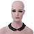 Black Imitation Pearl Bead Collar Necklace In Silver Tone - 38cm L/ 4cm Ext - view 8