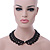 Black Imitation Pearl Bead Collar Necklace In Silver Tone - 38cm L/ 4cm Ext - view 7