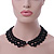 Black Imitation Pearl Bead Collar Necklace In Silver Tone - 38cm L/ 4cm Ext - view 3