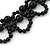 Black Imitation Pearl Bead Collar Style Necklace In Silver Tone - 36cm L/ 6cm Ext - view 4
