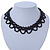 Black Imitation Pearl Bead Collar Style Necklace In Silver Tone - 36cm L/ 6cm Ext - view 3