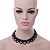 Black Imitation Pearl Bead Collar Style Necklace In Silver Tone - 36cm L/ 6cm Ext - view 6