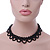 Black Imitation Pearl Bead Collar Style Necklace In Silver Tone - 36cm L/ 6cm Ext - view 2