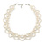White Imitation Pearl Bead Collar Style Necklace In Silver Tone - 36cm L/ 6cm Ext - view 3