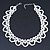 White Imitation Pearl Bead Collar Style Necklace In Silver Tone - 36cm L/ 6cm Ext - view 2