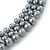 Grey Imitation Pearl & Glass Bead Collar Necklace In Silver Tone - 44cm L/ 4cm Ext - view 4