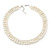 White Imitation Pearl & Transparent Glass Bead Collar Necklace In Silver Tone - 44cm L/ 4cm Ext - view 7