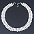 White Imitation Pearl & Transparent Glass Bead Collar Necklace In Silver Tone - 44cm L/ 4cm Ext - view 2