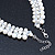 White Imitation Pearl & Transparent Glass Bead Collar Necklace In Silver Tone - 44cm L/ 4cm Ext - view 5