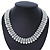 White Imitation Pearl & Transparent Glass Bead Collar Necklace In Silver Tone - 44cm L/ 4cm Ext