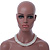 White Imitation Pearl & Transparent Glass Bead Collar Necklace In Silver Tone - 44cm L/ 4cm Ext - view 8