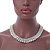 White Imitation Pearl & Transparent Glass Bead Collar Necklace In Silver Tone - 44cm L/ 4cm Ext - view 3