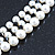White Imitation Pearl & Black Glass Bead Collar Necklace In Silver Tone - 44cm L/ 4cm Ext - view 5