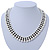 White Imitation Pearl & Black Glass Bead Collar Necklace In Silver Tone - 44cm L/ 4cm Ext - view 3
