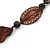 Tribal Brown Wood Bead Cotton Cord Necklace - 80cm L - view 4
