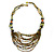 Light Green/ Orange/ Grey Glass Bead Bib Style Necklace - 70cm L - view 6