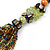 Light Green/ Orange/ Grey Glass Bead Bib Style Necklace - 70cm L - view 5