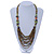 Light Green/ Orange/ Grey Glass Bead Bib Style Necklace - 70cm L - view 2