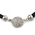 Black Rubber Necklace With Crystal Round Magnetic Closure - 38cm L - view 7