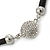 Black Rubber Necklace With Crystal Round Magnetic Closure - 38cm L - view 4