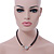 Black Rubber Necklace With Crystal Round Magnetic Closure - 38cm L - view 8