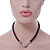 Black Rubber Necklace With Crystal Round Magnetic Closure - 38cm L - view 3