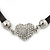 Black Rubber Necklace With Crystal Heart Magnetic Closure - 38cm L - view 8