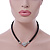 Black Rubber Necklace With Crystal Heart Magnetic Closure - 38cm L - view 3